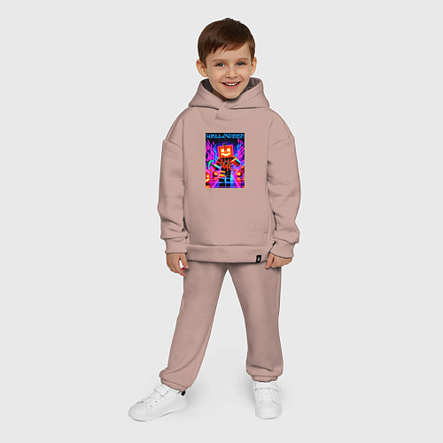 Детский костюм оверсайз Halloween is coming - neon glow collaboration / Пыльно-розовый – фото 4