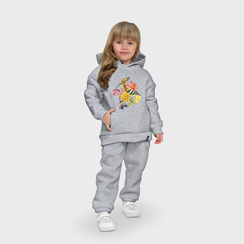 Детский костюм оверсайз Осенний букет и птица удод / Меланж – фото 3