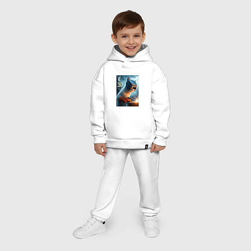 Детский костюм оверсайз Кот сварщик - нейроарт / Белый – фото 4