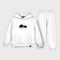 Детский костюм оверсайз Влюблённые слонята, цвет: белый