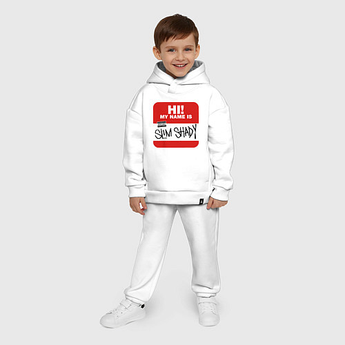 Детский костюм оверсайз Eminem - slim shady sticker / Белый – фото 4