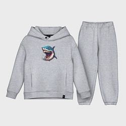 Детский костюм оверсайз Не грустная акула, цвет: меланж