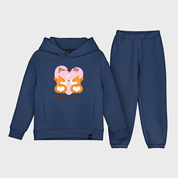 Детский костюм оверсайз Влюблённые корги, цвет: тёмно-синий