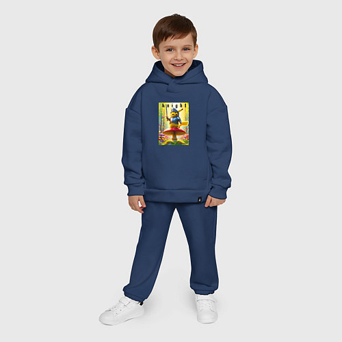 Детский костюм оверсайз Пикачу - рыцарь на мухоморе / Тёмно-синий – фото 4