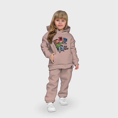 Детский костюм оверсайз Всё работает / Пыльно-розовый – фото 3