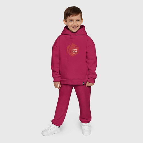 Детский костюм оверсайз New York hyped / Маджента – фото 4