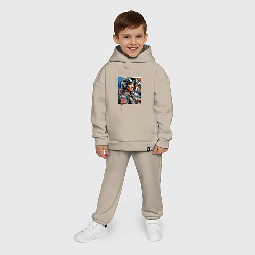 Детский костюм оверсайз Крутая девчонка пилот ВВС / Миндальный – фото 4