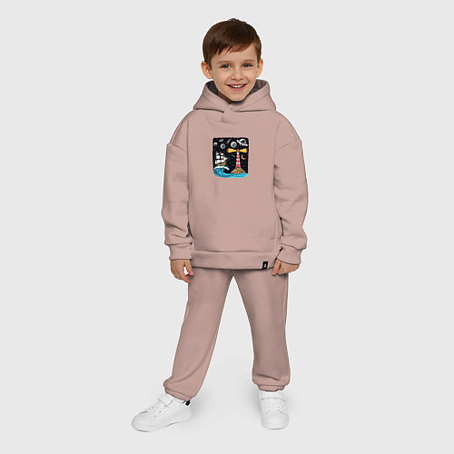 Детский костюм оверсайз Маяк и парусник / Пыльно-розовый – фото 4