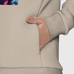 Детский костюм оверсайз Неоновый Барт Симпсон на фоне стены с граффити, цвет: миндальный — фото 2