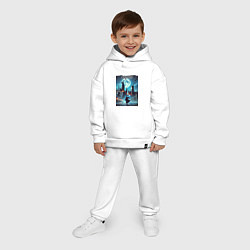 Детский костюм оверсайз Nightly Hogwarts - neon glow, цвет: белый — фото 2