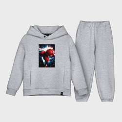 Детский костюм оверсайз Человек паук над ночным городом, цвет: меланж