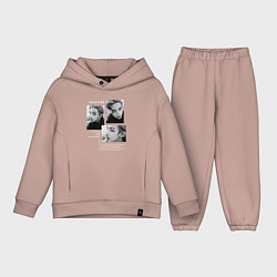 Детский костюм оверсайз Taehyung bts black-white, цвет: пыльно-розовый
