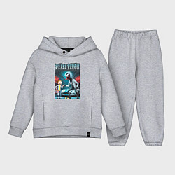 Детский костюм оверсайз Веном-Рик и Морти рядом со спортивной тачкой, цвет: меланж