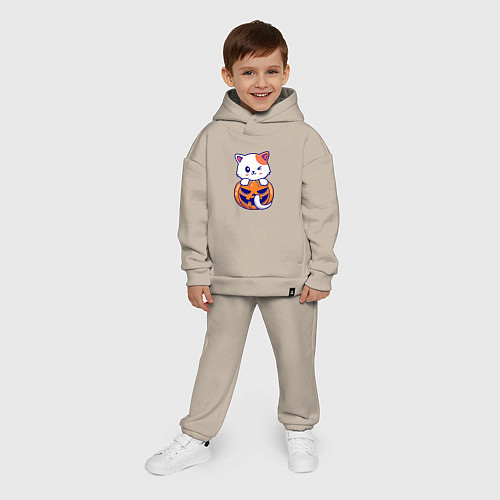 Детский костюм оверсайз Halloween meow / Миндальный – фото 4