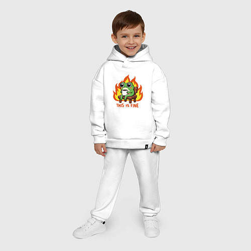 Детский костюм оверсайз Frog - this is fine / Белый – фото 4