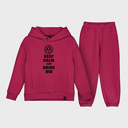 Детский костюм оверсайз Keep Calm & Drive VW, цвет: маджента