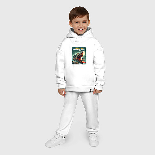 Детский костюм оверсайз Rolling Stones - wolfs mouth / Белый – фото 4