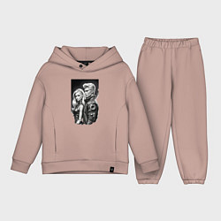Детский костюм оверсайз Барби и Кен - киберпанк эскиз, цвет: пыльно-розовый