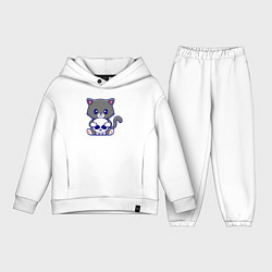 Детский костюм оверсайз Котик и черепок, цвет: белый