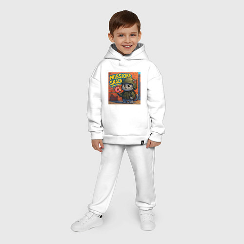 Детский костюм оверсайз Кот в бронежилете с пончиком / Белый – фото 4