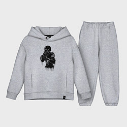 Детский костюм оверсайз Американский футболист черной краской