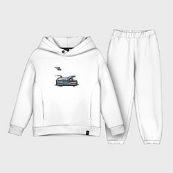 Детский костюм оверсайз Ретрофутуристический летающий автомобиль Milk, цвет: белый