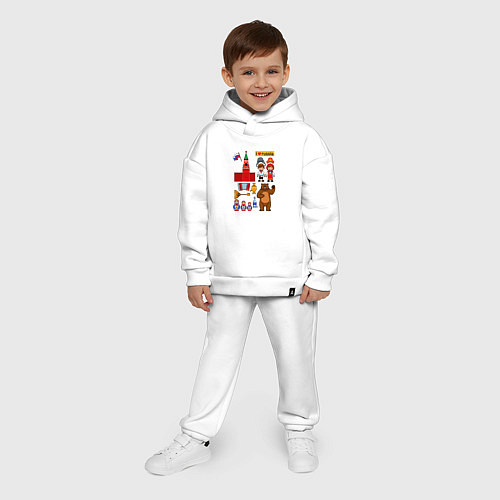 Детский костюм оверсайз I love Russia, стереотипные символы / Белый – фото 4