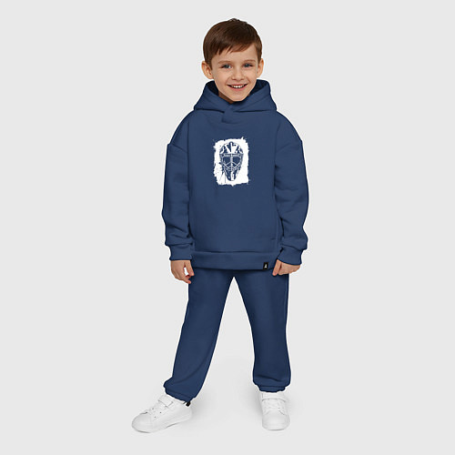 Детский костюм оверсайз Вратарская маска в белом квадрате / Тёмно-синий – фото 4