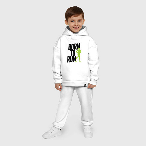 Детский костюм оверсайз Рожден для бега / Белый – фото 4