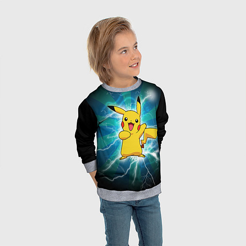 Детский свитшот Искрящийся Пикачу / 3D-Меланж – фото 3