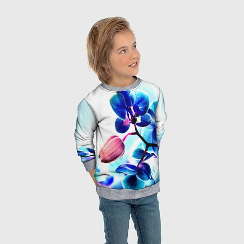 Детский свитшот Фиолетовая орхидея / 3D-Меланж – фото 3