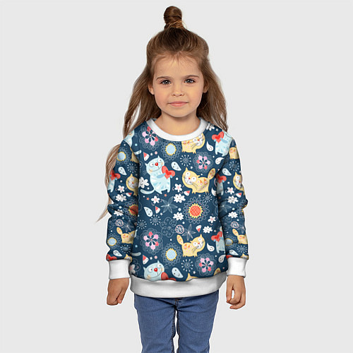 Детский свитшот Котята / 3D-Белый – фото 4