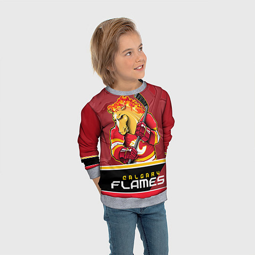 Детский свитшот Calgary Flames / 3D-Меланж – фото 3