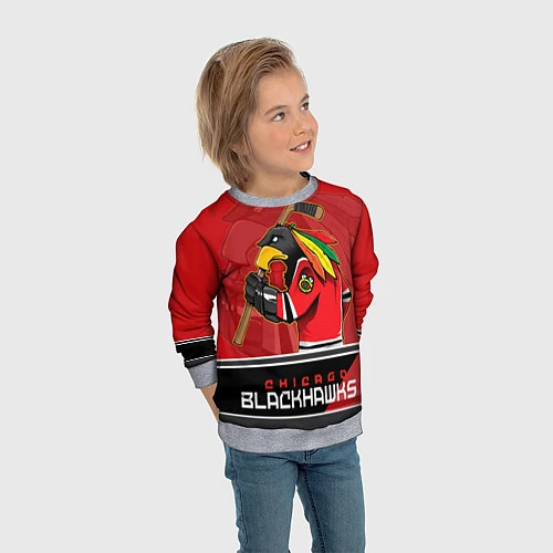 Детский свитшот Chicago Blackhawks / 3D-Меланж – фото 3