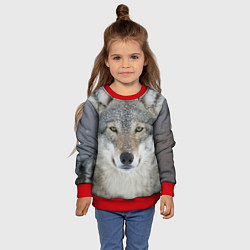Свитшот детский Милый волк, цвет: 3D-красный — фото 2