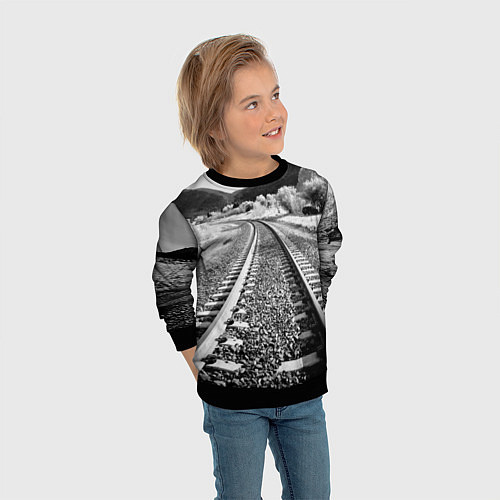 Детский свитшот Железная дорога / 3D-Черный – фото 3