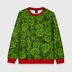 Свитшот детский Тропические листья, цвет: 3D-красный