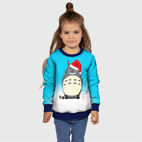 Детский свитшот Тоторо под снегом / 3D-Синий – фото 4