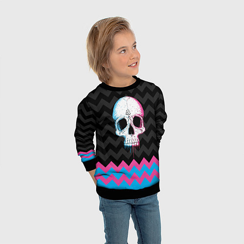 Детский свитшот Colored Skull / 3D-Черный – фото 3