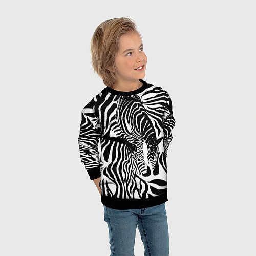 Детский свитшот Полосатая зебра / 3D-Черный – фото 3