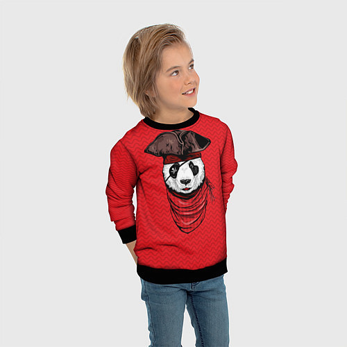 Детский свитшот Панда пират / 3D-Черный – фото 3