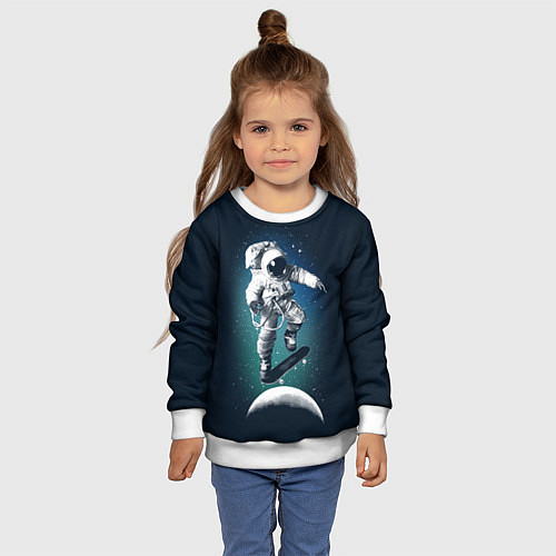 Детский свитшот Космический скейтбординг / 3D-Белый – фото 4