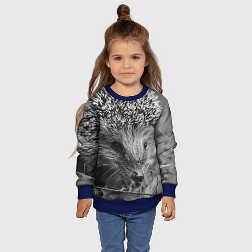 Детский свитшот Взгляд ёжика / 3D-Синий – фото 4