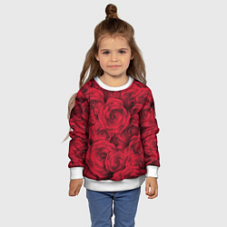 Свитшот детский Красные розы, цвет: 3D-белый — фото 2