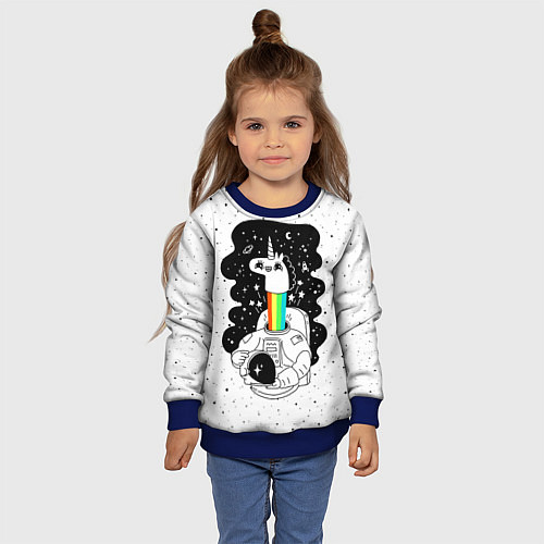 Детский свитшот Единорог астронавт / 3D-Синий – фото 4