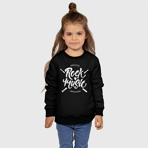 Детский свитшот Rock Music / 3D-Черный – фото 4
