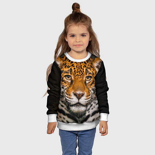 Детский свитшот Взгляд ягуара / 3D-Белый – фото 4
