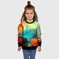 Свитшот детский Разноцветная акварель, цвет: 3D-черный — фото 2