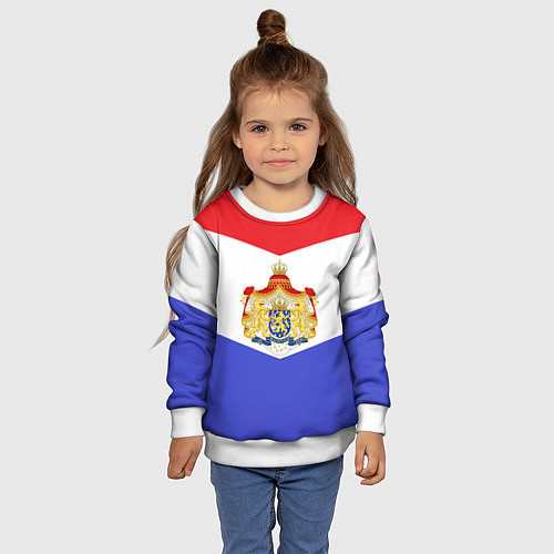 Детский свитшот Флаг и герб Голландии / 3D-Белый – фото 4
