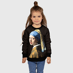 Свитшот детский Девушка с жемчужной сережкой, цвет: 3D-черный — фото 2